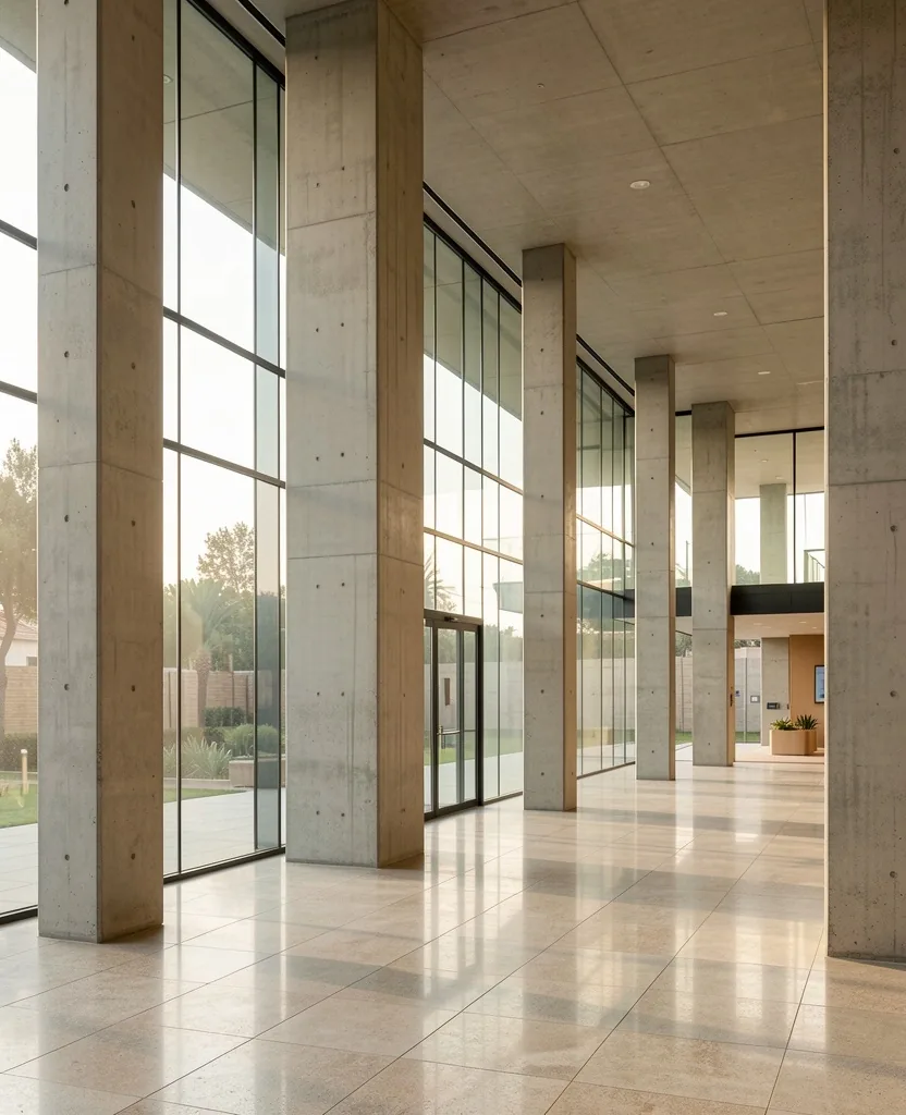 Interior de edificio institucional moderno