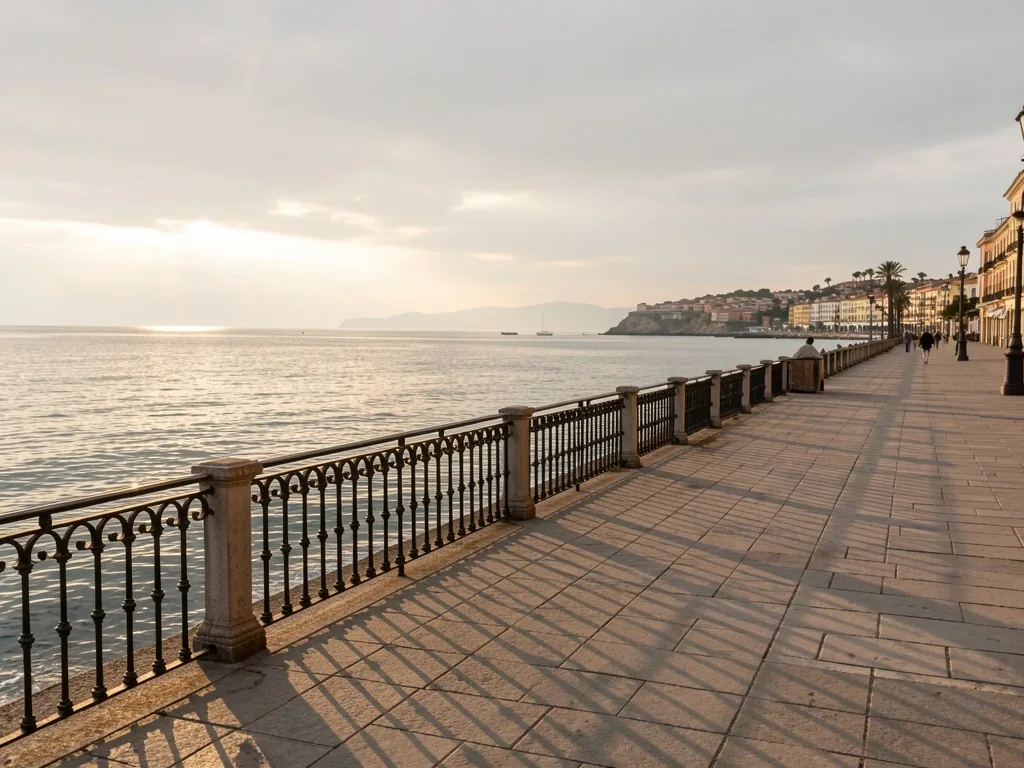 Paseo marítimo al amanecer