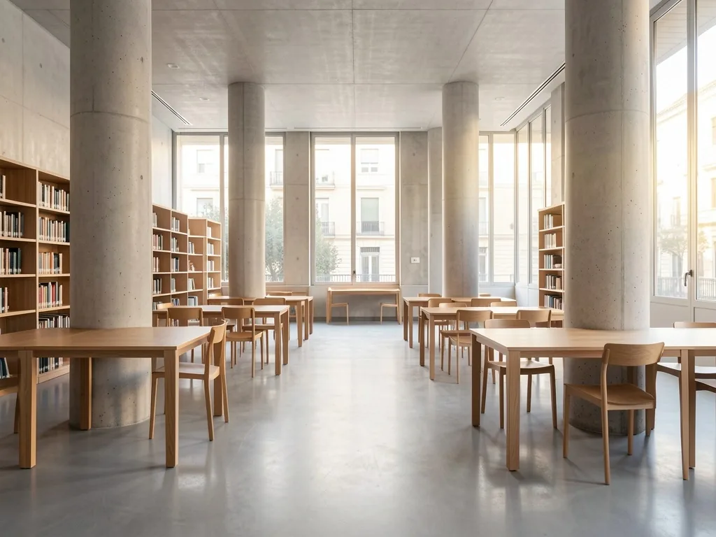 Sala de lectura de biblioteca moderna
